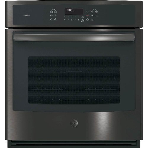 GE - Profile 27" Built-In Single Electric Convection Wall Oven - Black Stainless Steel-Front_Standard 