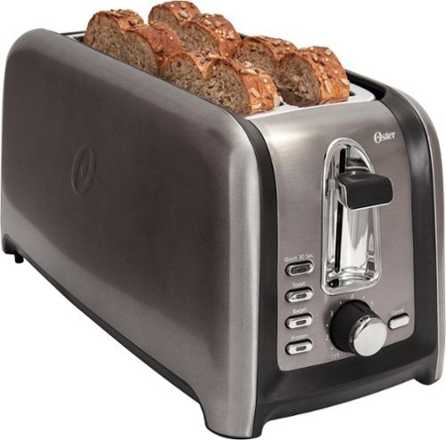  Oster - 4-Slice Extra-Long-Slot Toaster - Stainless Steel/Black