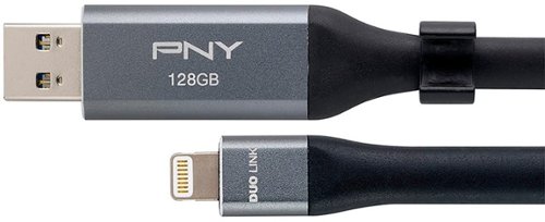 PNY DUO Link 128GB USB 3.0 OTG Flash Drive for iOS Devices and Computers - Gray WORLDWIDE DELIVERY