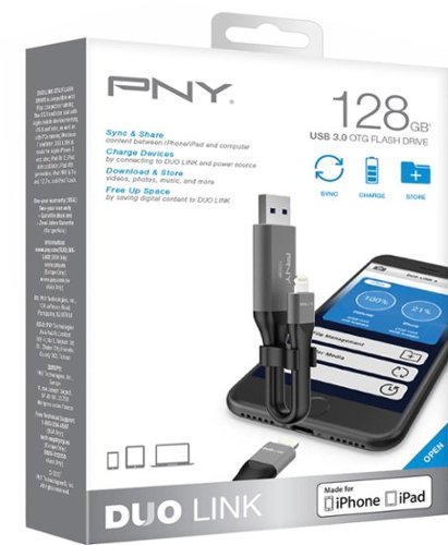 PNY DUO Link 128GB USB 3.0 OTG Flash Drive for iOS Devices and Computers - Gray WHERE TO BUY