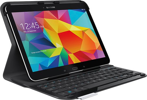  Logitech - Keyboard Folio Case for Samsung Galaxy Tab 4 10.1 - Black