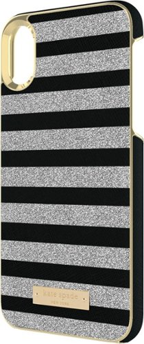  kate spade new york - Case for Apple® iPhone® X and XS - Glitter silver/glitter stripe black saffiano