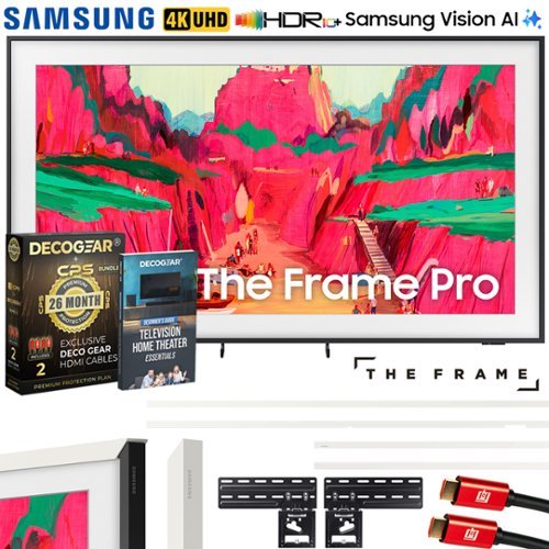 Samsung - 85" The Frame Pro Neo QLED 4K TV (2025) w/ White Bezel + Protection Bundle-Front_Standard 