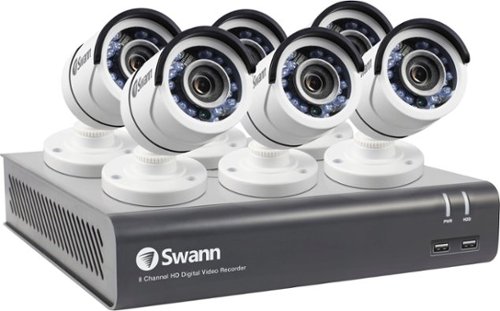  Swann - PRO SERIES HD 8-Channel, 6-Camera Indoor/Outdoor Wired 500GB DVR Surveillance System - Black/white