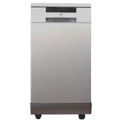 SPT - 18 in. Electronic Portable 120-Volt Dishwasher with 6-Cycles with 8 Place Settings Capacity - Stainless Steel-Front_Standard 