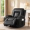 CloudRest Pro - Recliner Chair with Cup Holders PU Rocking Chair with Side Pockets Single Sofa Seat - Black-Front_Standard