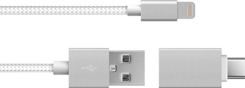  Just Wireless - 6' Lightning-to-USB Charge-and-Sync Cable - Silver