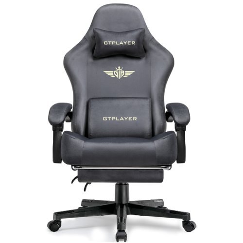 GTPlayer - Gaming Chair Fabric with Pocket Spring Cushion High Back Computer Chair - Gray-Front_Standard 
