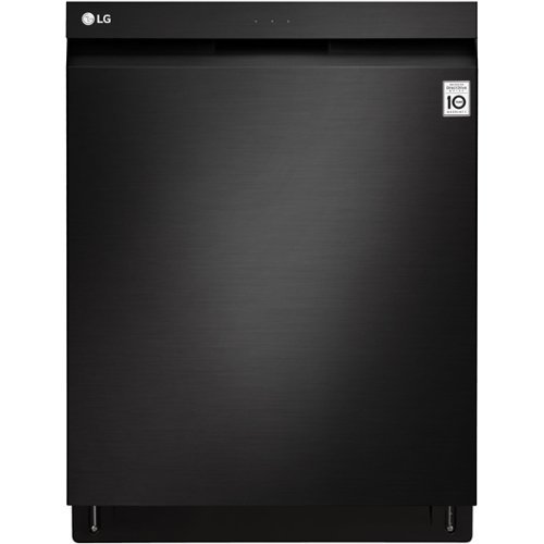  LG - 24" Top Control Smart Wi-Fi Enabled Dishwasher with QuadWash and Stainless Steel Tub - Matte Black Stainless Steel