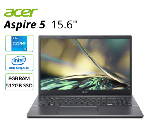Acer - Refurbished Excellent - Aspire 5 - 15.6" Laptop Intel Core i5-12450H 2.0GHz 8GB RAM 512GB SSD Windows 11 Home - Iron-Front_Standard 