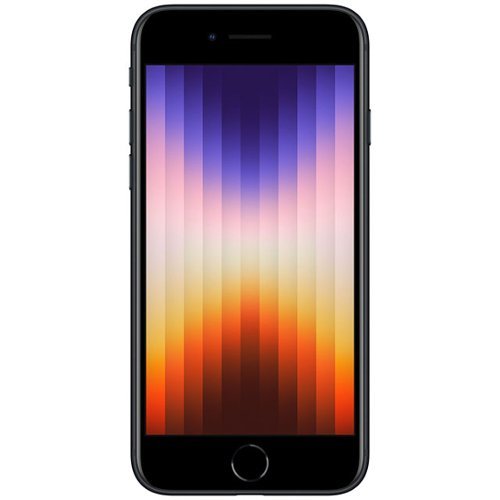 Apple - Refurbished Excellent - iPhone SE (3rd Gen) A2595 (Fully Unlocked) 128GB w/ Pre-Installed Tempered Glass - Midnight-Front_Standard 