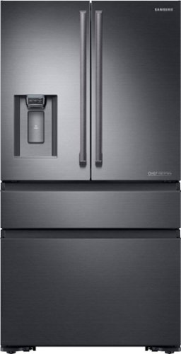 Samsung - Chef Collection 22.6 Cu. Ft. 4-Door Flex French Door Counter-Depth Fingerprint Resistant Refrigerator - Matte black stainless steel