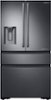 Samsung - Chef Collection 22.6 Cu. Ft. 4-Door Flex French Door Counter-Depth Fingerprint Resistant Refrigerator - Matte Black Stainless Steel-Front_Standard