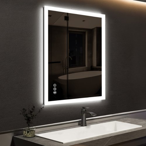 LOVMOR - 30x24 Inch LED Bathroom Mirror with Anti Fog Dimmable Lights 3 Color Temperature Memory Function ETL Certified - slive-Front_Standard 