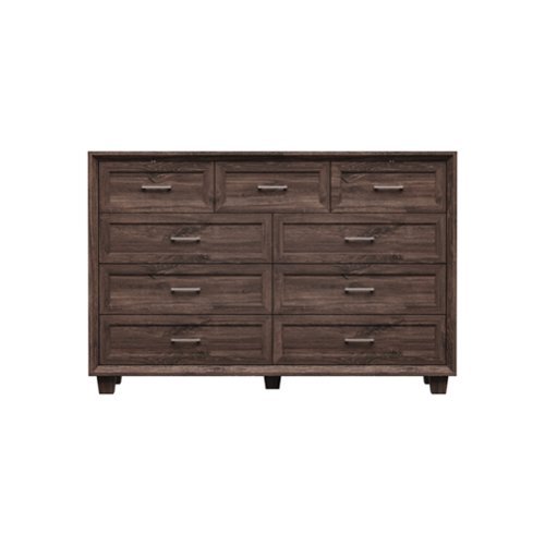 Famapy - 9 - Drawer Horizontal Dresser: Retro - Inspired, Wood - Grain Organizer - Brown-Front_Standard 