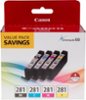 Canon - CLI-281 4-Pack Standard Capacity - Black, Cyan, Magenta, Yellow Ink Cartridges - Black/Cyan/Magenta/Yellow-Front_Standard