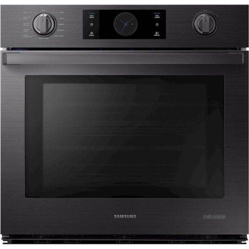 Samsung - Samsung-30" Fingerprint Resistant Chef Collection Single Wall Oven with Flex Duo™-Matte Black Stainless Steel - Fingerprint Resistant Matte Black Stainless Steel-Front_Standard 