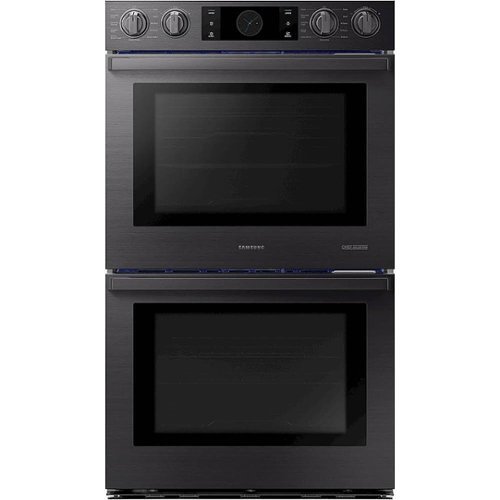 Samsung - 30" Chef Collection Double Wall Oven with Flex Duo™ - Fingerprint Resistant Matte Black Stainless Steel-Front_Standard 