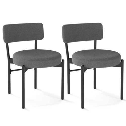 Costway - Dining Chair Set of 2 with Curved Backrest Padded Seat & Metal Legs for Dining Room - Gray
