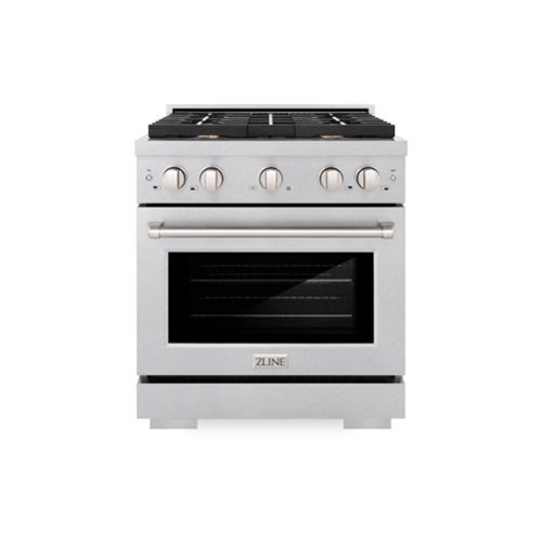 ZLINE - 30 in. Paramount Satin Stainless Gas Range w/ Convection Oven & 4 Brass Burners (SGRS-BR-30) - Stainless Steel