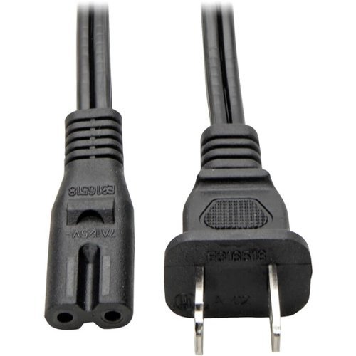 Eaton Tripp Lite Series 2-Slot Non-Polarized Replacement Power Cord, 1-15P to C7 - 10A, 120V, 18 AWG, 6 ft. (1.83 m) - Black-Front_Standard 