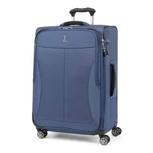 Front. Travelpro - Walkabout 6 Softside Expandable 25" Medium Checked Spinner Luggage - Ocean Blue.