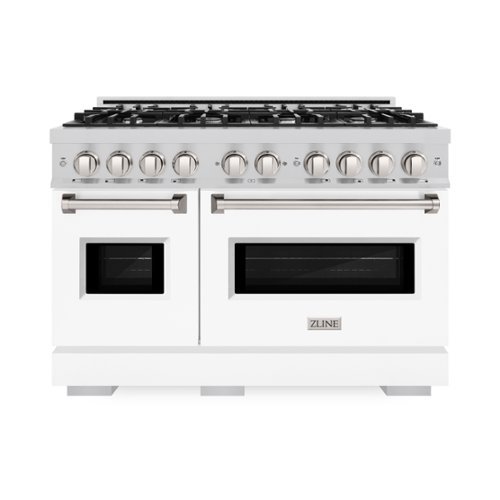ZLINE - 48" Classic Double Oven Dual Fuel Range with 8 Burner Cooktop (CDR-WM-48) - Satin Steel/Blue Gloss-Front_Standard 