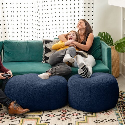 Jaxx Ellis Ottoman Shearling Faux Lamb Plush Pouf for Modern