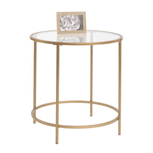 Sauder - International Lux Round Side Table - Gold/Clear-Front_Standard 