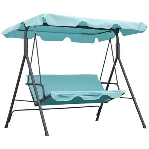 Outsunny - 3-Seat Outdoor Patio Swing Chair with Removable Cushion, Steel Frame Stand and Adjustable Tilt Canopy - Green-Front_Standard 