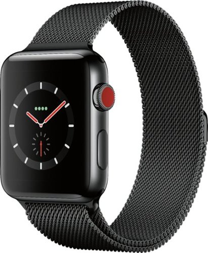 Apple Watch Series 3 (GPS + Cellular), 42mm Space Black Stainless Steel Case with Space Black Milanese Loop - Space Black Stainless Steel - (2017)-Angle_Standard 
