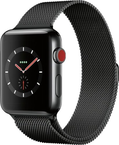 Apple Watch Series 3 (GPS + Cellular), 42mm Space Black Stainless Steel Case with Space Black Milanese Loop - Space Black Stainless Steel (AT&T) - (2017)-Angle_Standard 