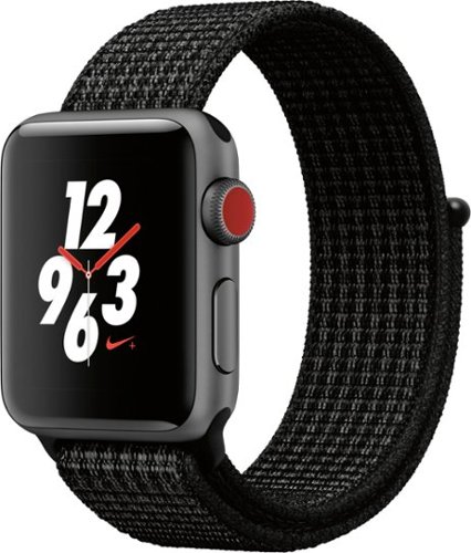 Apple Watch Nike+ Series 3 (GPS + Cellular) 38mm Space Gray Aluminum Case with Black/Pure Platinum Nike Sport Loop - Space Gray (AT&T) - (2017)-Angle_Standard 