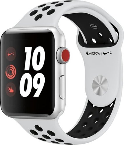 Apple Watch Nike+ Series 3 (GPS + Cellular) 42mm Silver Aluminum Case with Pure Platinum/Black Nike Sport Band - Silver Aluminum (AT&T) - (2017)-Angle_Standard 