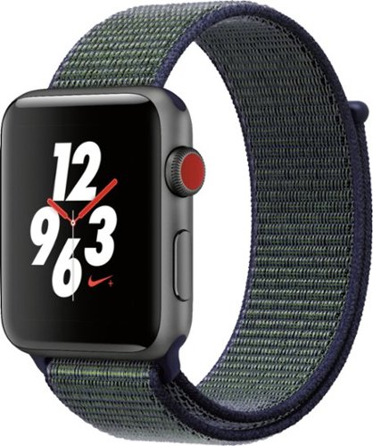 Apple Watch Nike+ (GPS + Cellular) 42mm Space Gray Aluminum Case with Midnight Fog Nike Sport Loop - Space Gray (Verizon) - (2015)-Angle_Standard 