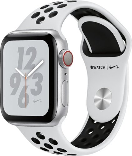 Apple Watch Nike+ Series 4 (GPS + Cellular) 40mm Silver Aluminum Case with Pure Platinum/Black Nike Sport Band - Silver Aluminum (AT&T) - (2018)-Left_Standard 