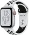 Apple Watch Nike+ Series 4 (GPS + Cellular) 40mm Silver Aluminum Case with Pure Platinum/Black Nike Sport Band - Silver Aluminum (AT&T) - (2018)-Left_Standard