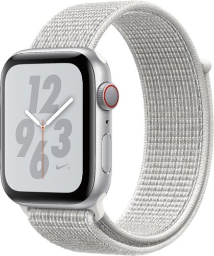 Apple Watch Nike+ Series 4 (GPS + Cellular) 44mm Silver Aluminum Case with Summit White Nike Sport Loop - Silver Aluminum (AT&T) - (2018)-Left_Standard 