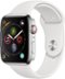 Apple Watch Series 4 (GPS + Cellular) 44mm Stainless Steel Case with White Sport Band - Stainless Steel (AT&T) - (2018)-Left_Standard