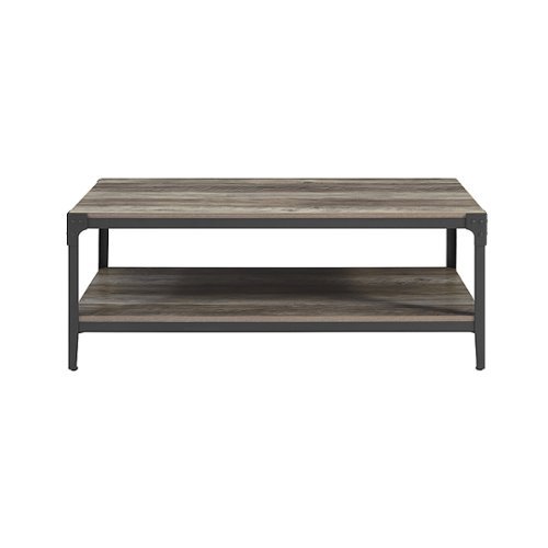 Walker Edison - Farmhouse Angle Industrial Iron Coffee Table - Gray Wash-Front_Standard 