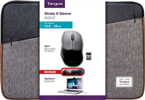 Targus - Strata II Sleeve for 15.6&quot; Laptop, Wireless Mouse &amp; Webcam Cover Value Kit - Gray/Black