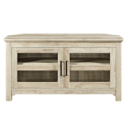 Walker Edison - 44” Farmhouse Corner TV Stand for TV's up to 50” - White Oak-Front_Standard 
