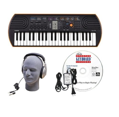 Casio - Portable Keyboard with 44 Keys - Black/orange-Front_Standard 