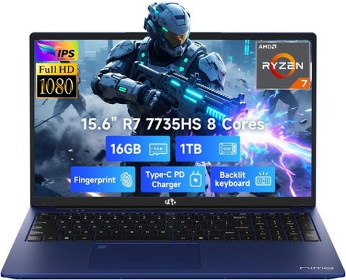 NIMO - 15.6" IPS FHD Gaming-Laptop, AMD 8 Cores Ryzen 7 7735HS 16GB DDR5 RAM 1TB SSD 4.75GHz - Blue-Front_Standard 