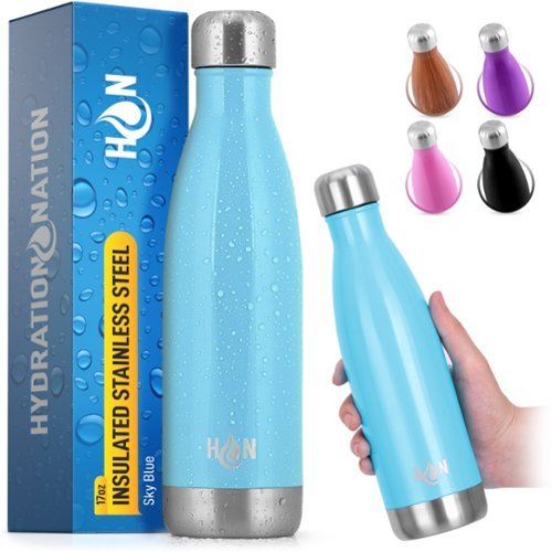 Zulay Kitchen - 17oz Stainless Steel Water Bottle - Double Wall Insulated Metal Water Bottle For Hot & Cold Drinks - Rock Candy-Front_Standard 