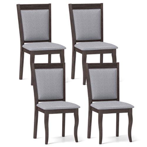 Costway Wood Dining Chairs Set of 4 with Rubber Wood Frame Padded Seat High Backrest - Brown
