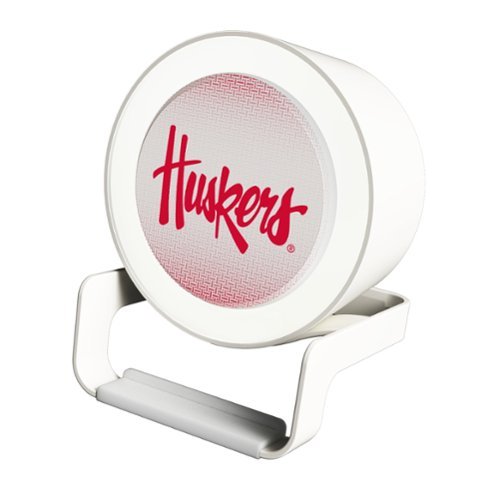 Keyscaper - Nebraska Huskers Linen Print Nightlight Charger & Bluetooth Speaker - White-Front_Standard 