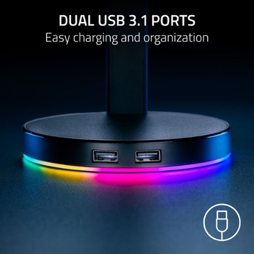 Razer Base Station V2 Chroma USB Hub Headset Stand with USB 3.1 Hub and 7.1 Surround Sound powered by Chroma RGB - Quartz GLOBAL SHIPPING