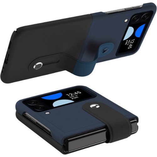SaharaCase FingerGrip Series Case with Strap for Samsung Galaxy Z Flip4 - Black/Blue WORLDWIDE DELIVERY