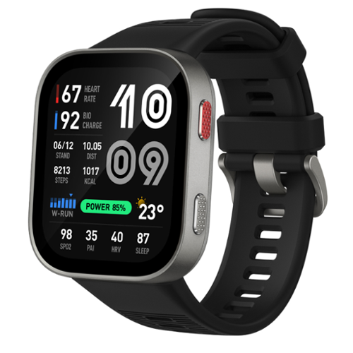  Amazfit - Bip Max 50mm Smart Watch, Large 2.07" AMOLED Display, 20 Days of Battery, GPS - Silver/Black - (2026)